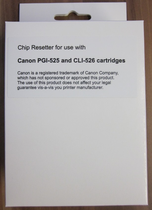 Chip Resetter für Canon PGI-525 und CLI-526 Patronen Verpackung